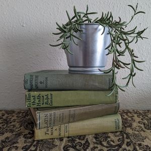 #2 Stack of 4 hardcover green vintage books